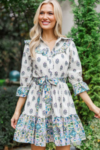 Help You Out Lavender Mixed Print Dress