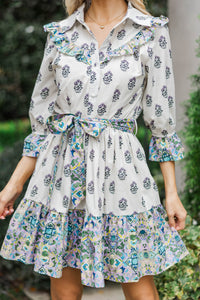 Help You Out Lavender Mixed Print Dress
