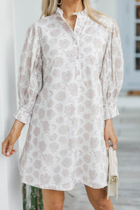 Under The Stars Off White Floral Tie Back Dress