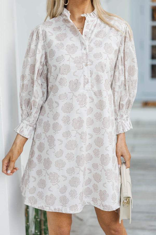 Under The Stars Off White Floral Tie Back Dress