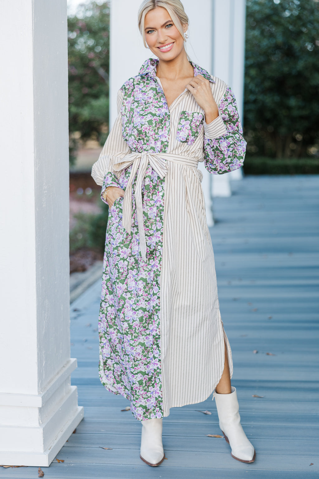 Just A Reminder Olive Green Ditsy Floral Midi Dress – Shop the Mint
