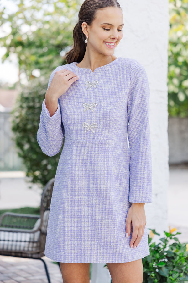 Speak Up Lavender Tweed Dress