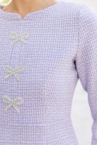 Speak Up Lavender Tweed Dress