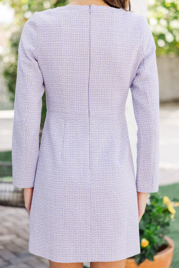 Speak Up Lavender Tweed Dress