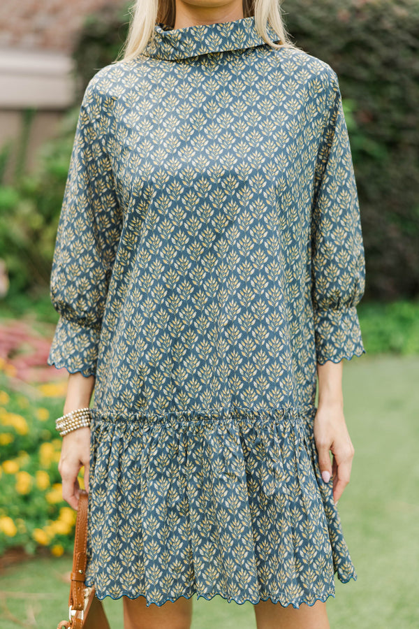 With Love, Always Navy Medallion Babydoll Dress