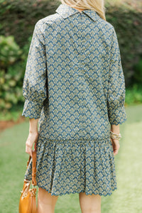 With Love, Always Navy Medallion Babydoll Dress