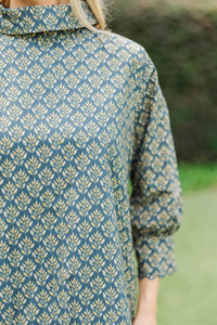 With Love, Always Navy Medallion Babydoll Dress