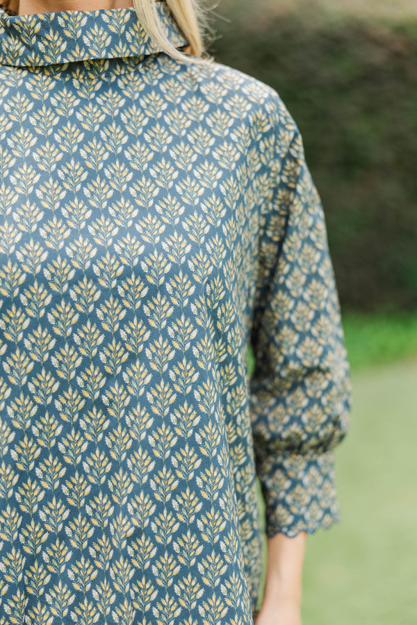 With Love, Always Navy Medallion Babydoll Dress