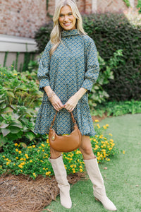 With Love, Always Navy Medallion Babydoll Dress