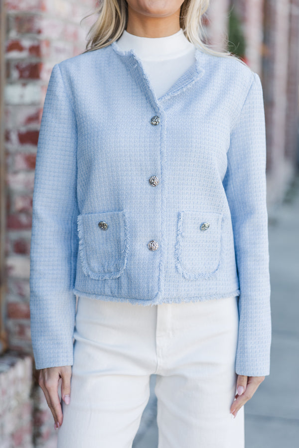 Get A Little Love Light Blue Tweed Jacket