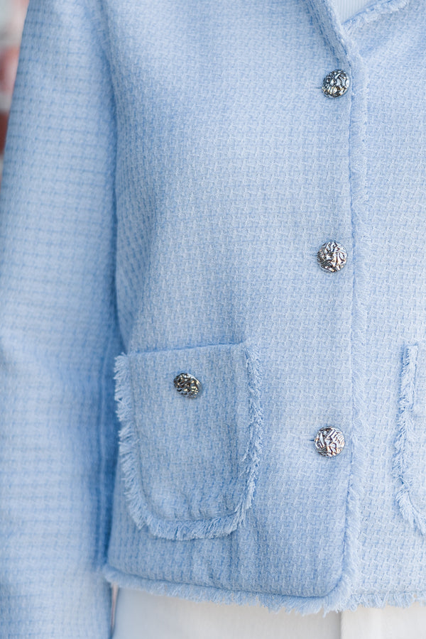 Get A Little Love Light Blue Tweed Jacket