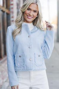 Get A Little Love Light Blue Tweed Jacket