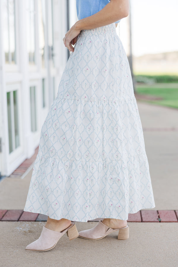 Wandering Way Cream Foral Medallion Midi Skirt