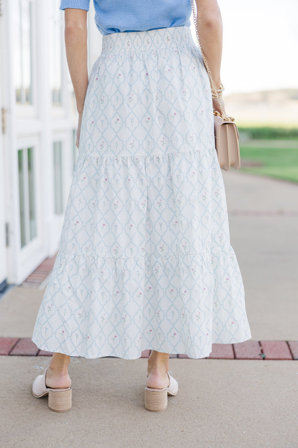 Wandering Way Cream Foral Medallion Midi Skirt