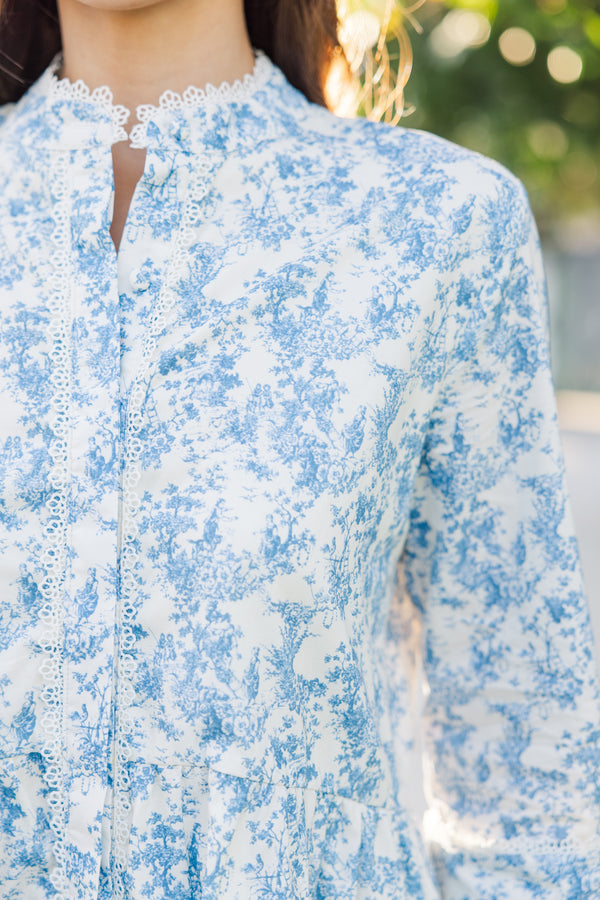Always The One Blue Floral Toile Shift Dress, X-Large - The Mint Julep Boutique | Women's Boutique Clothing Always The One Blue Floral Toile Shift Dress, X-Large - The Mint Julep Boutique | Women's Boutique Clothing