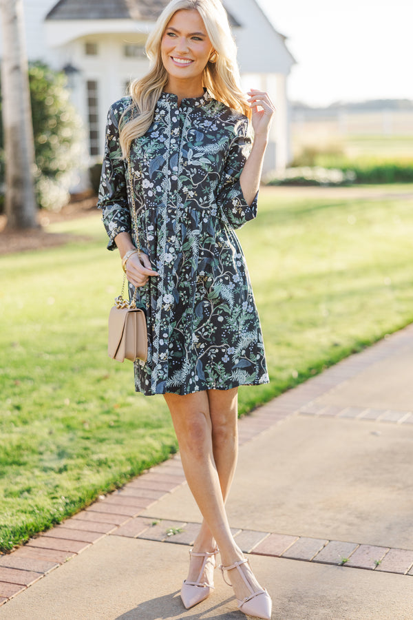 Always The One Navy Blue Floral Shift Dress