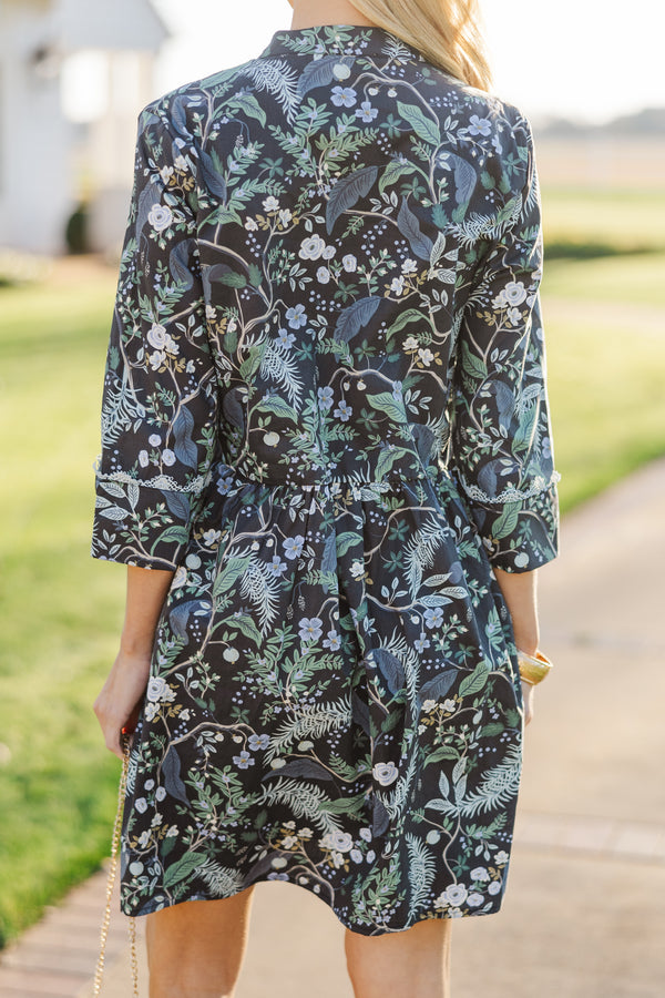 Always The One Navy Blue Floral Shift Dress