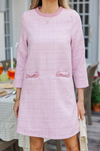 Ask You Out Pink L/S Tweed Dress