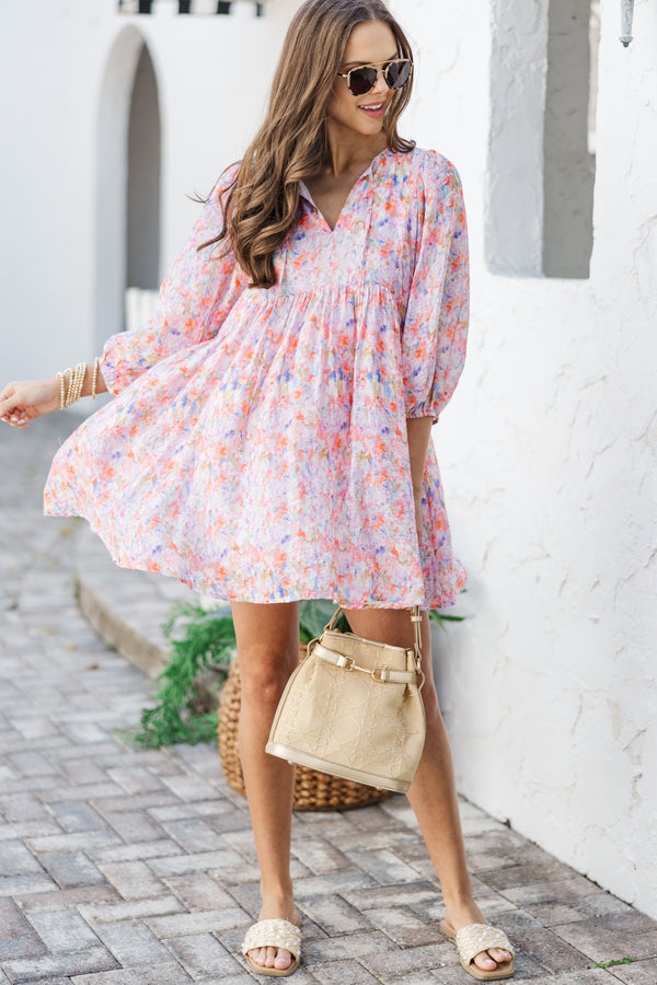 Watercolor Floral Babydoll Dress main image 1