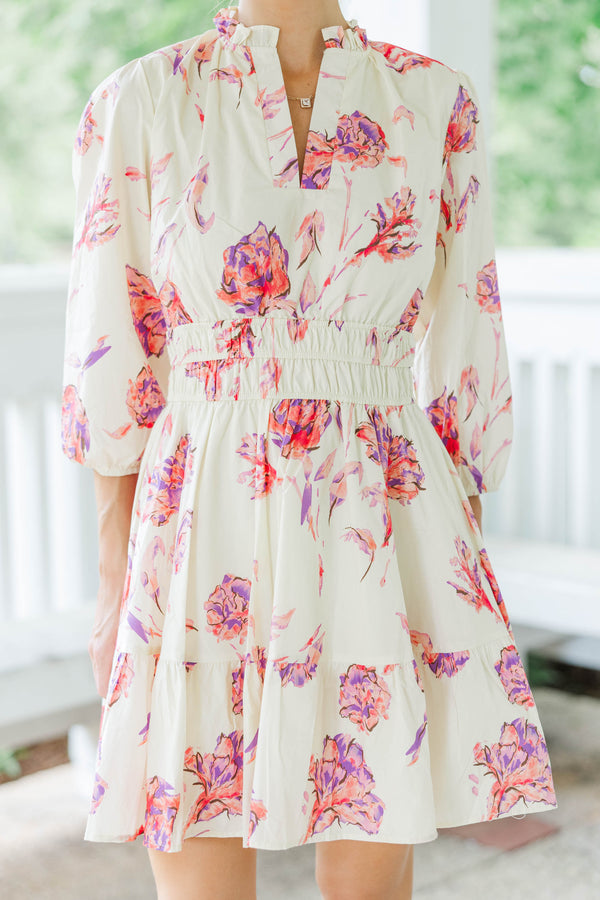 It's All Alright Cream Floral Dress