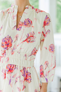 It's All Alright Cream Floral Dress