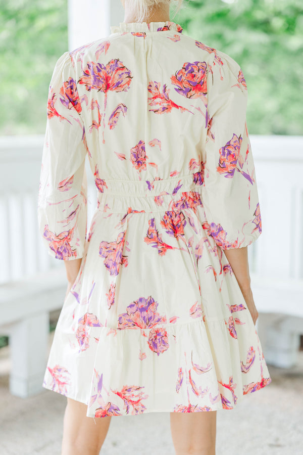 It's All Alright Cream Floral Dress