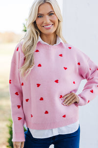 The Cherished Pink Heart Stitched Sweater