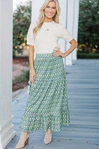 The Charm Green Medallion Midi Skirt