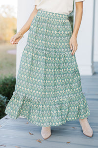 The Charm Green Medallion Midi Skirt