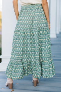 The Charm Green Medallion Midi Skirt