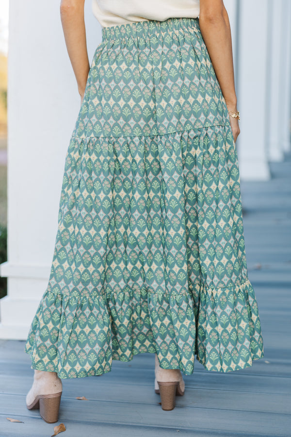 The Charm Green Medallion Midi Skirt