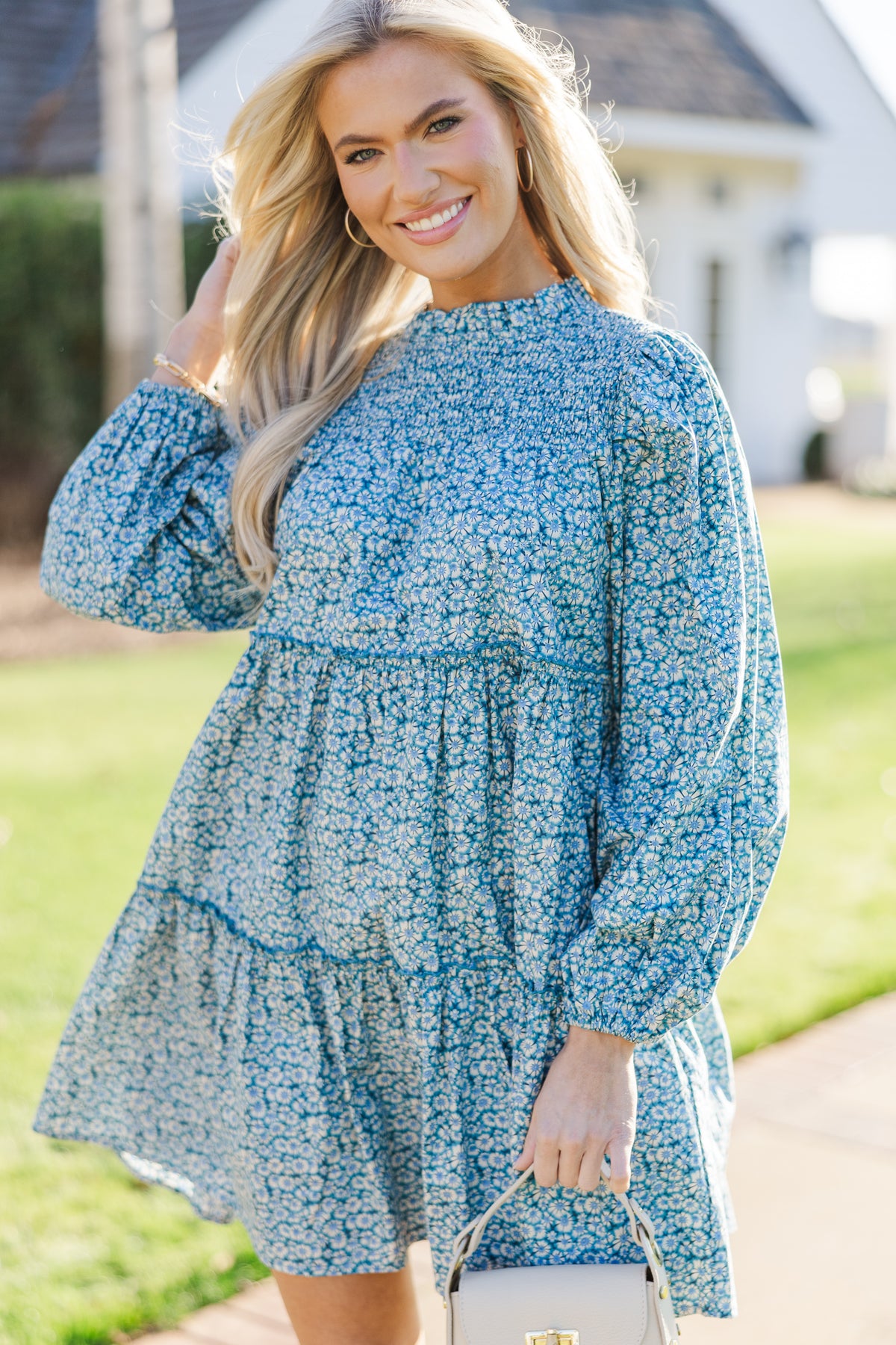 Be Your Best Blue Ditsy Floral Babydoll Dress – Shop the Mint