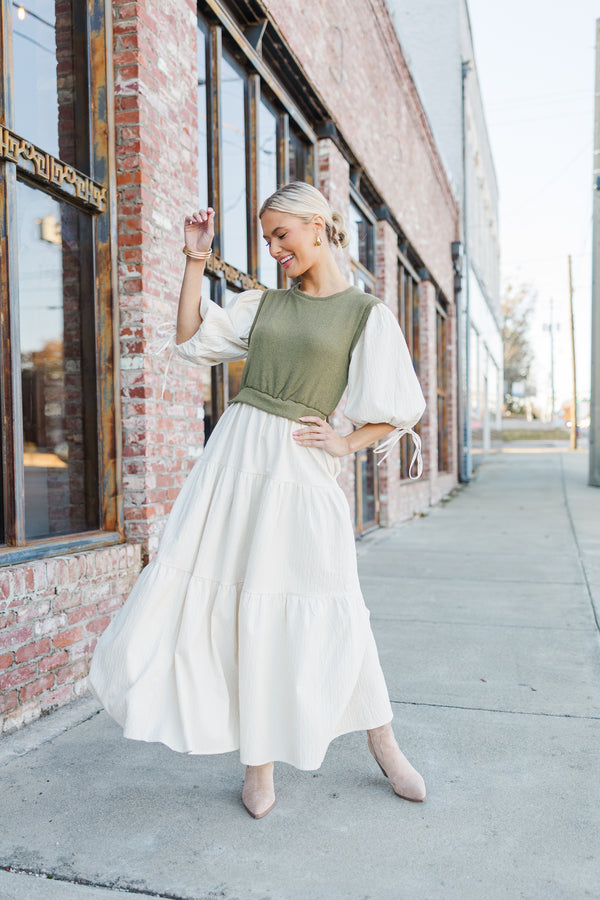 fun midi dress Porch Party Midi Dress Cream / S