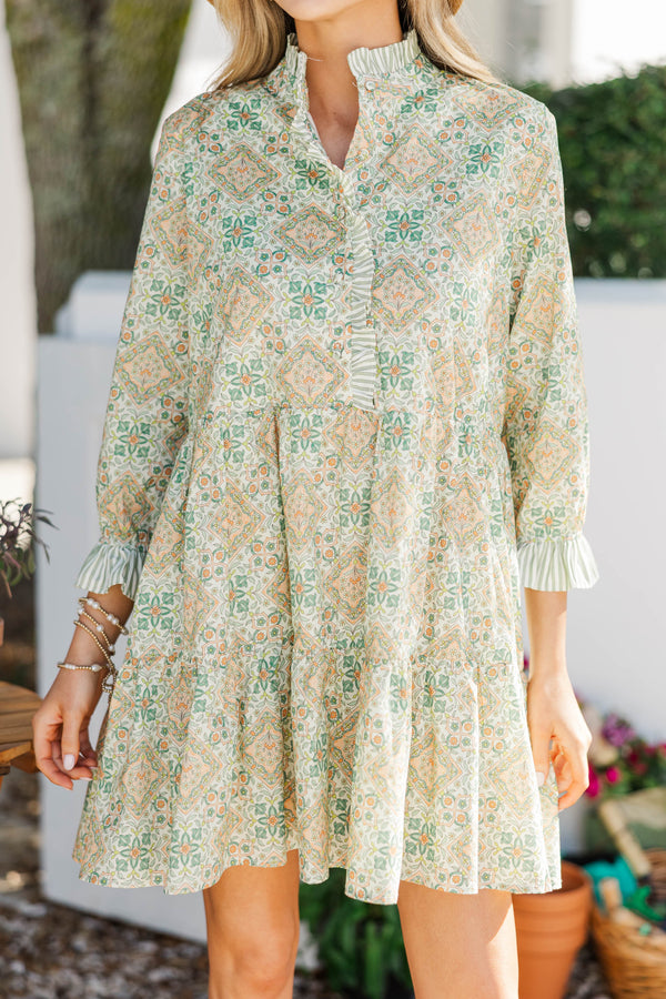 The Serenity Sage Green Floral Dress