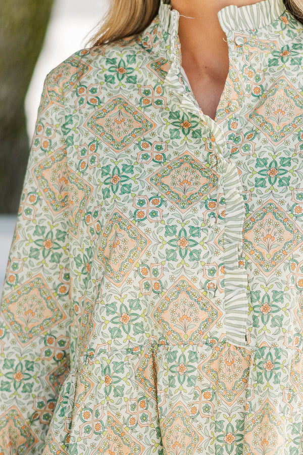 The Serenity Sage Green Floral Dress