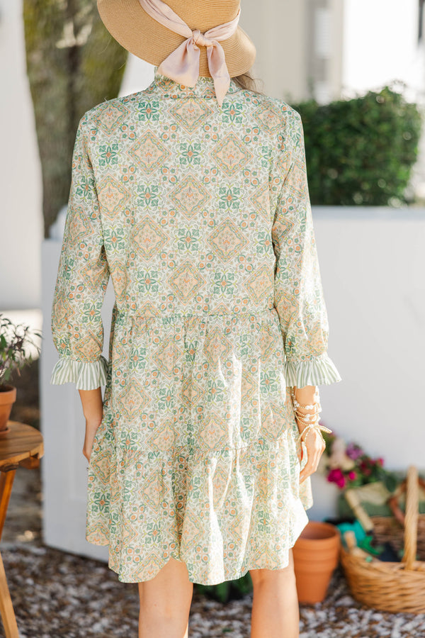 The Serenity Sage Green Floral Dress