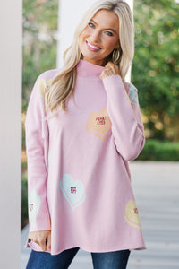 Love In The Air Blush Candy Heart Sweater