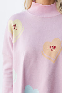 Love In The Air Blush Candy Heart Sweater