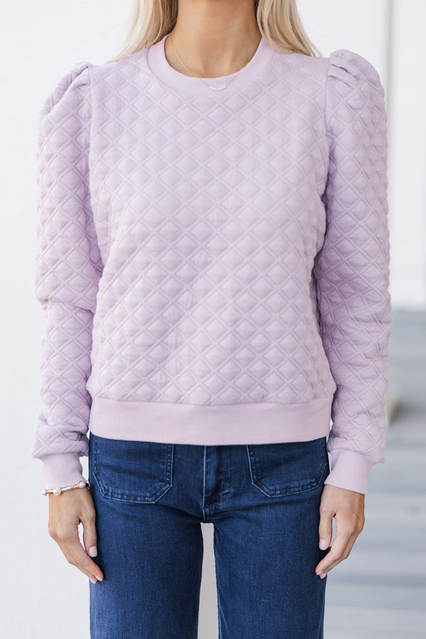 Just To Start Lilac Purple Quilted Pullover