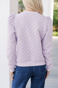 Just To Start Lilac Purple Quilted Pullover