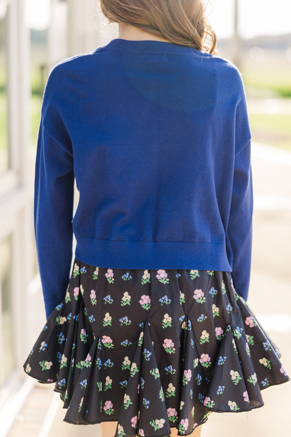 Girls: The Leah Navy Blue Sweater