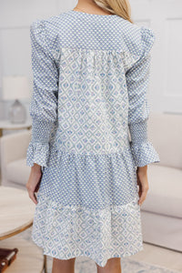 NURSING COLLECTION: In Your Happy Place Blue Mixed Print Dress