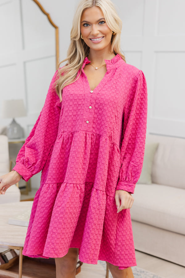 NURSING COLLECTION: All Up To You Fuchsia Pink Textured Dress