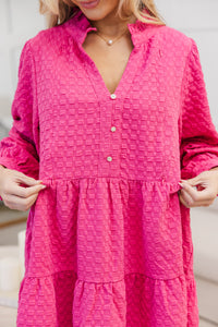 NURSING COLLECTION: All Up To You Fuchsia Pink Textured Dress