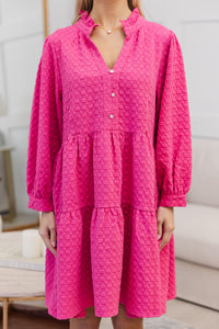 NURSING COLLECTION: All Up To You Fuchsia Pink Textured Dress