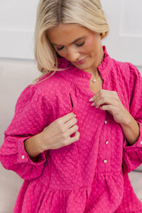 NURSING COLLECTION: All Up To You Fuchsia Pink Textured Dress