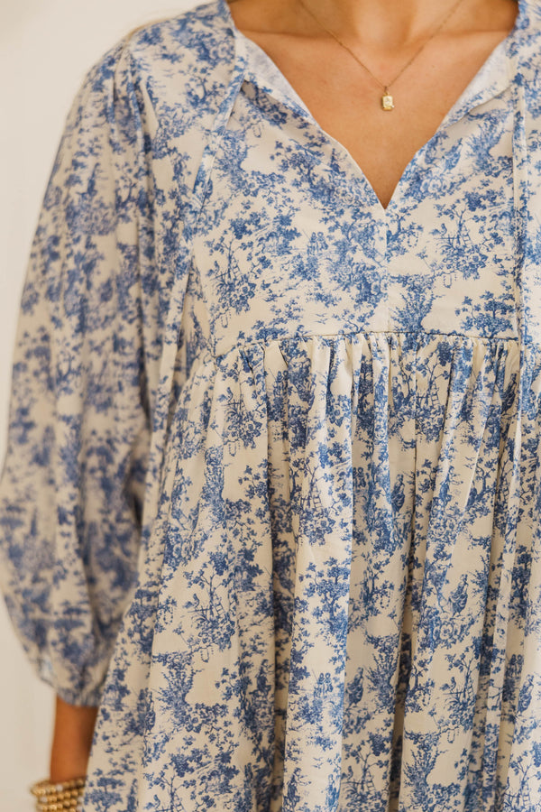 NURSING COLLECTION: It's All True Blue Toile Dress