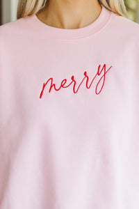 So Merry Pink Embroidered Sweatshirt