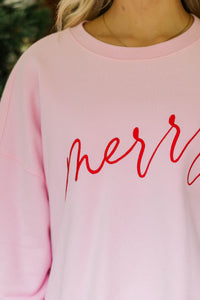 So Merry Pink Embroidered Sweatshirt