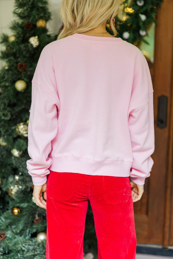 So Merry Pink Embroidered Sweatshirt